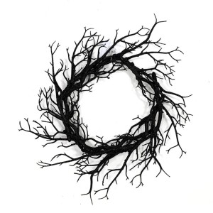 Wianek Czarne Gałęzie Brokat LED Halloween 43 cm