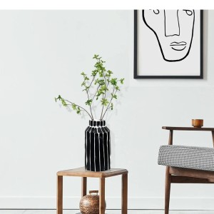 Ceramiczny Wazon Geometryczny Czarno-Biały 31x 16cm Dekoracja Domu 