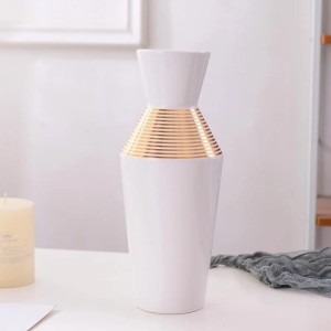 Luksusowy Wazon Ceramiczny ze Złotymi Paskami 30x14cm 