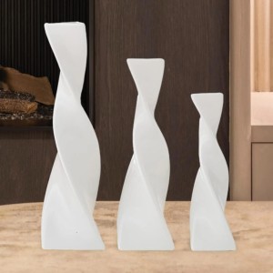 Zestaw 3 Wazonów Ceramicznych Skręcony Kształt Twist – Nowoczesny Design