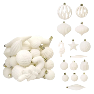 Zestaw 28 Flokowanych Bombek Choinkowych – Ozdoby Świąteczne