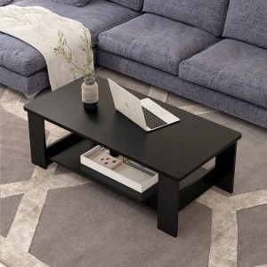 Ława Stolik Kawowy Biały 100x50 cm z Półką - Nowoczesny Minimalistyczny Salon 