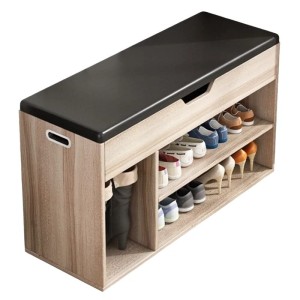 Szafka na Buty z Siedziskiem i Schowkiem 80 cm - Ławka Jasny Dąb Nowoczesna