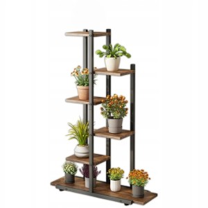 Kwietnik Stojak na Rośliny Rustykalny 60x113 cm - Regał Metalowy 4 Półki
