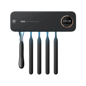 UV Sterylizator i Uchwyt na 5 Szczoteczek do Zębów Czarna z Zegarem  Automatyczna Dezynfekcja UVC