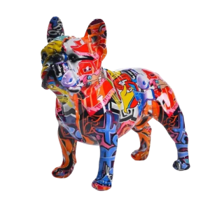 Figurka Psa w Stylu Street Art Graffiti Ręcznie Malowana Żywica
