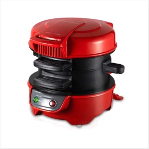 Opiekacz do kanapek i burgerów 3w1 – Mini Grill Elektryczny 800W, Czerwony