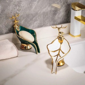Mydelniczka Samoodpływowa Liść z Jeleniem – Uchwyt na Mydło, Łazienka, Kuchnia