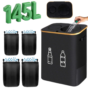 Kosz na Butelki i Puszki Kaucyjne 145L – Składany Organizer, Torba na Recykling