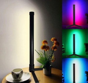 Nowoczesna Lampa Biurkowa Narożna LED RGB – Inteligentna Lampa Stojąca 40cm  Sterowanie Aplikacją i Pilotem, Synchronizacja z Muzyką 