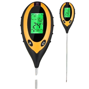Cyfrowy Miernik Gleby 4w1: Tester pH, Wilgotności, Temperatury i Nasłonecznienia z LCD