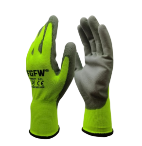 10 Par Rękawic Roboczych Powlekanych PU – Odblaskowe EN 388 ISO 20471 – Żółte FGFW 