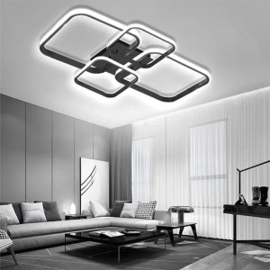 Nowoczesna Lampa Sufitowa LED Kwadratowa 78W – Designerski Żyrandol 60cm do Salonu i Biura – Czarna/Biała