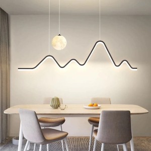 Lampa Wisząca LED 120cm Nowoczesna - Motyw Gór i Księżyca  do Jadalni i Salonu