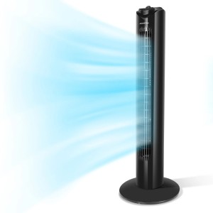 Wentylator Kolumnowy Aigostar Benson 45W – Cichy Wiatrak Podłogowy z Timerem i Oscylacją 85°, Czarny