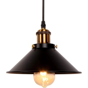 Lampa Wisząca Industrialna Loft Riserva – Czarny Metalowy Klosz Parasol Retro E27