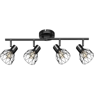 Industrialna Lampa Sufitowa 4-punktowa – Czarny Reflektor Klatkowy Retro E14