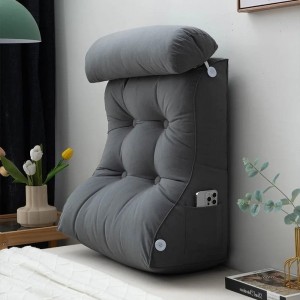 Ergonomiczna Poduszka Lędźwiowa do Czytania w Łóżku – Regulowany Zagłówek, Podparcie Pleców i Szyi, Kieszeń na Telefon