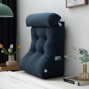 Ergonomiczna Poduszka Lędźwiowa do Czytania w Łóżku – Regulowany Zagłówek, Podparcie Pleców i Szyi, Kieszeń na Telefon