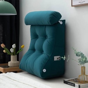 Ergonomiczna Poduszka Lędźwiowa do Czytania w Łóżku – Regulowany Zagłówek, Podparcie Pleców i Szyi, Kieszeń na Telefon