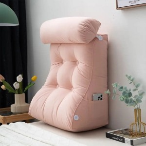 Ergonomiczna Poduszka Lędźwiowa do Czytania w Łóżku – Regulowany Zagłówek, Podparcie Pleców i Szyi, Kieszeń na Telefon