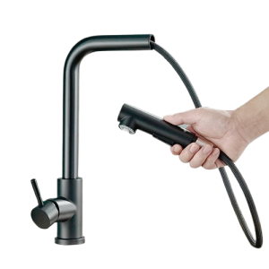 Bateria Kuchenna Czarna Elastyczna z Wyciąganą Wylewką 360° i Funkcją Prysznica
