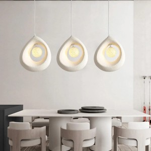 Lampa Wisząca Wabi-Sabi Nowoczesny Żyrandol Kropla Wody G9 Biała Lampa nad Stół i do Salonu 3szt.