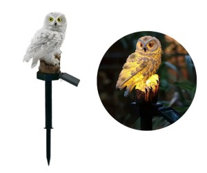 Lampa Ogrodowa Solarna LED Sowa – Wodoodporna Figurka IP65 z Czujnikiem Zmierzchu – Biała Dekoracja 