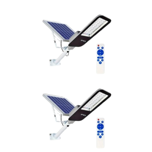 Mocna Solarna Lampa Uliczna Zestaw 2szt. LED IP65 z Pilotem – Akumulator 6000mAh, Panel 35x24cm, Zestaw 1/2 szt. – Oświetlenie Ogrodu, Podwórka i Parkingu  (1)