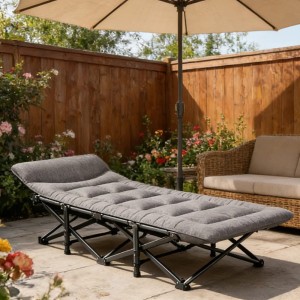 Składane Łóżko Polowe Kempingowe z Miękkim Materacem Warmom – Udźwig 200kg Przenośne Łóżko Turystyczne i do Biura 