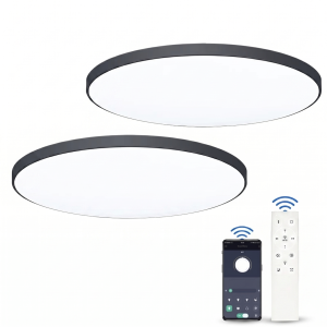 Zestaw 2 Inteligentnych Lamp Sufitowych LED 47cm – 80W – Ściemnialne z Pilotem i Aplikacją – Nowoczesne Oświetlenie