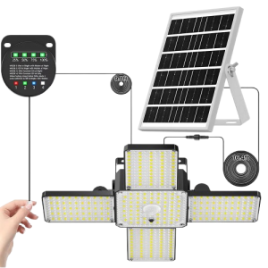 Lampa Solarna Wisząca LED 268 LED IP65 z Czujnikiem Ruchu i Sterowaniem Linką 