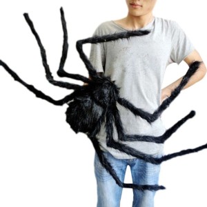 Duży Czarny Pająk Włochaty na Halloween – Gigantyczna Dekoracja Ogrodowa (30-200 cm) 