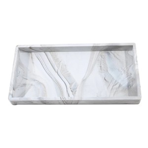 Elegancka Prostokątna Taca Dekoracyjna z Efektem Marmuru Organizer do Łazienki