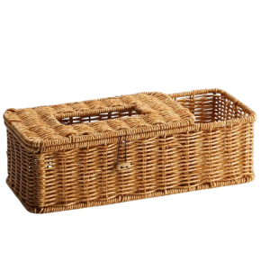 Kosz Organizer Pleciony z Dozownikiem na Chusteczki i Przegródkami