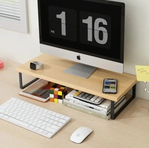 Drewniana Podstawka Pod Monitor z Metalowymi Nóżkami 