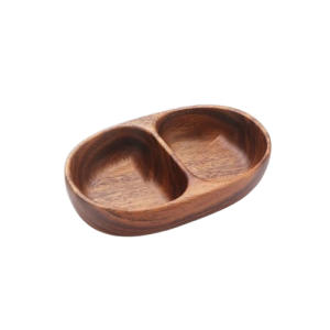 Drewniana miseczka z dwoma komorami orzech włoski 21 cm