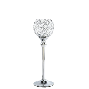 Elegancki świecznik kryształowy glamour srebrny