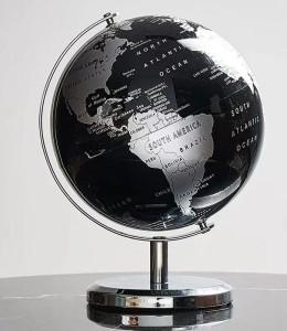 Globus w stylu retro stylowy z metalu srebrny